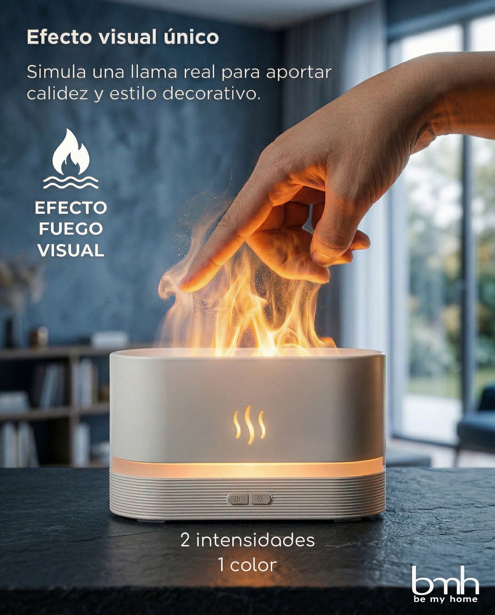 Humidificador con Efecto Llama — Bruma Aromática y Luz LED